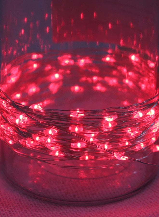 بشكل مختصر [عبوتان] أضواء عيد الميلاد الساحرة ذات الثنائيات المضيئة (LED)، تعمل بالبطارية، 10 أمتار/100 مصباح LED بلون أحمر، علبة بطارية مقاومة للمياه (3 بطاريات AA)، أضواء داخلية وخارجية لشجرة الكريسماس، الأعراس، الهالوين، الحفلات، زينة الحدائق (باللون الأحمر) - Image 2