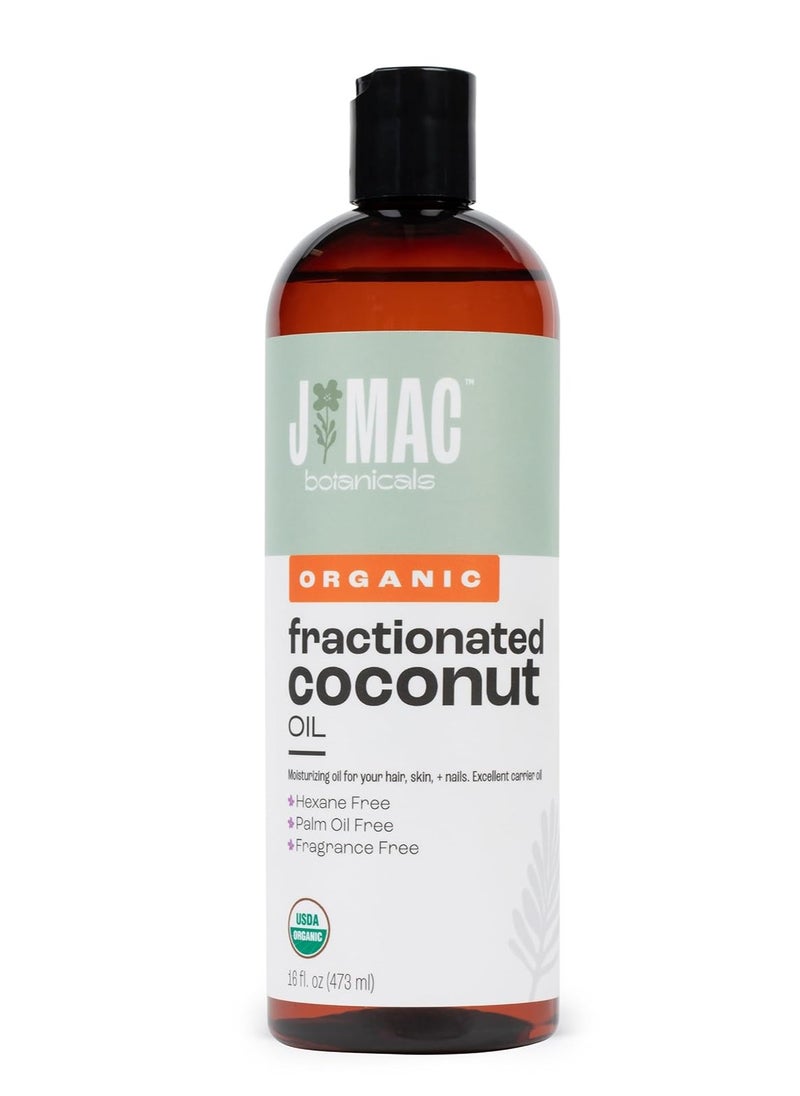 J MAC botanicals - J MAC BOTANICALS, Organic Fractionated Coconut Oil (16 Oz.) Carrier oil for diluting essential oils, leave in conditioner for dry damaged hair, skin, massage - Image 1