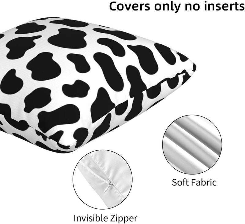 Poream Cow Print Farmhouse Throw Pillow Covers 18x18 Inch Black and White Pillow Case Soft Outdoor Pillowcase Cushion Covers Set of 2 for Sofa Bed Bedroom Car Chair Living Room Home Decorative - Image 5