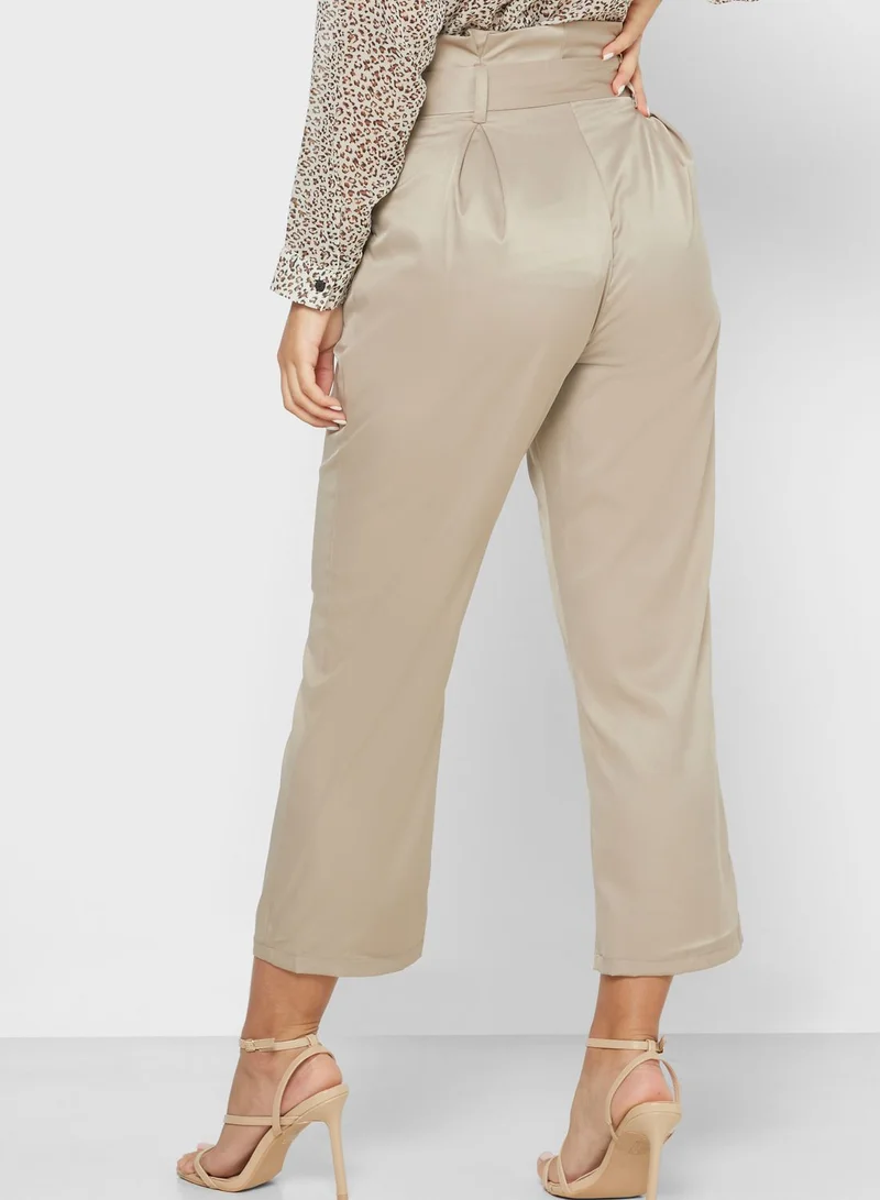 ELLA Paperbag Waist Cropped Pants