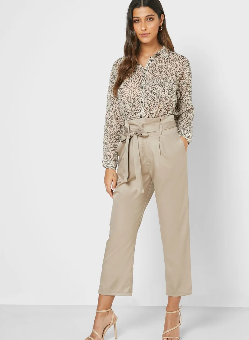 ELLA Paperbag Waist Cropped Pants