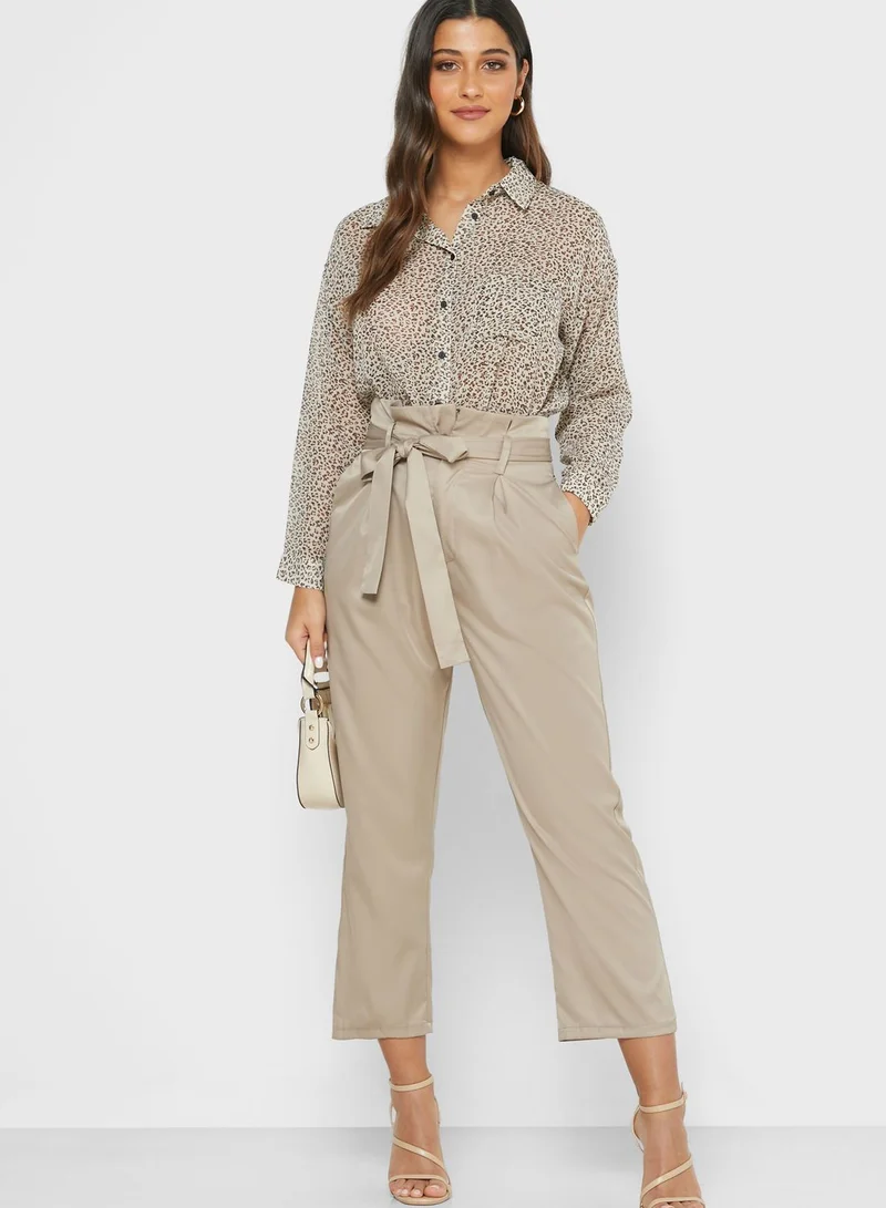 ELLA Paperbag Waist Cropped Pants