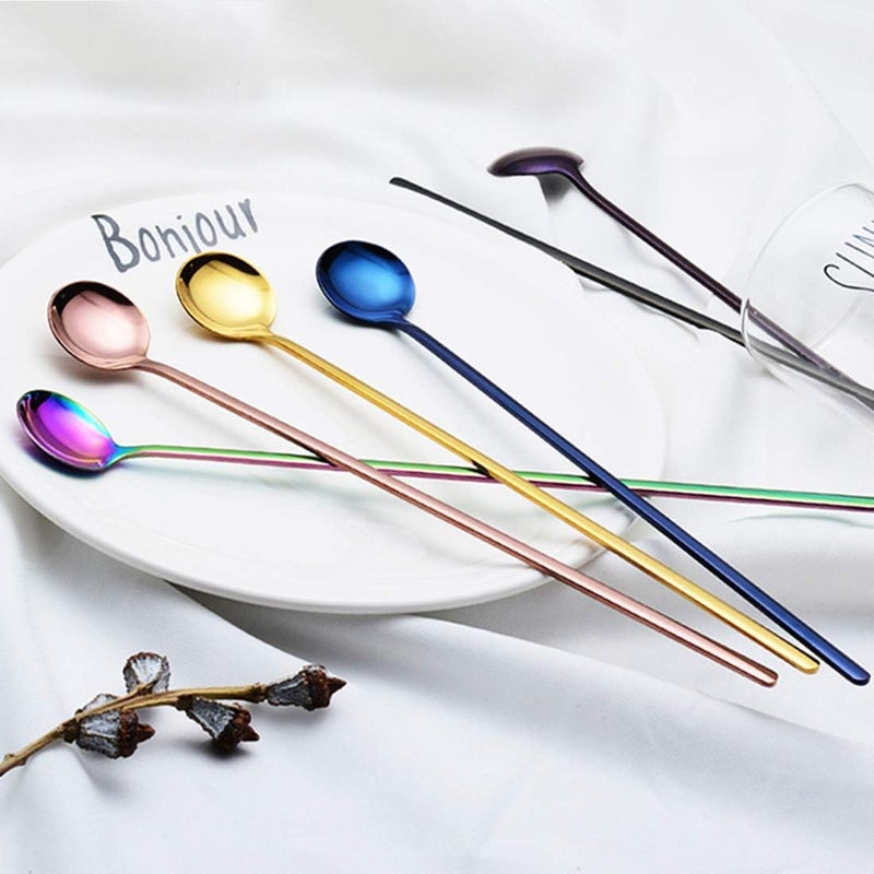 ZEARE Long Handle Spoons 9.45-Inch Stainless Steel Spoon 6PCS (Gold) - Image 3