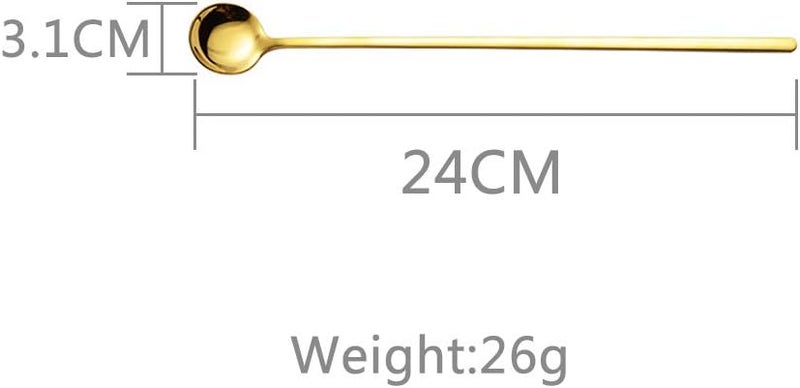 ZEARE Long Handle Spoons 9.45-Inch Stainless Steel Spoon 6PCS (Gold) - Image 5