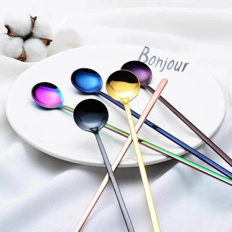ZEARE Long Handle Spoons 9.45-Inch Stainless Steel Spoon 6PCS (Gold) - Image 2