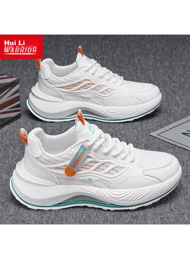 Pull Back Warrior Men's Sports Shoes Summer New Men's Mesh Breathable Casual Running Shoes Men's Black/khaki Size 44 - Image 1