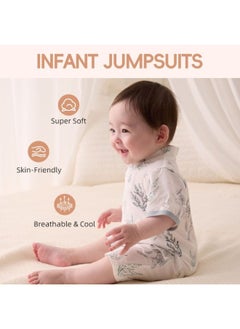 SEEDNUR Infant Baby Unisex Jumpsuits with Button Half Sleeve 70%Viscose（From Bamboo）30%Cotton Butterfly Style Size 0-3 and 3-6 Month Old Babies  - Image 5