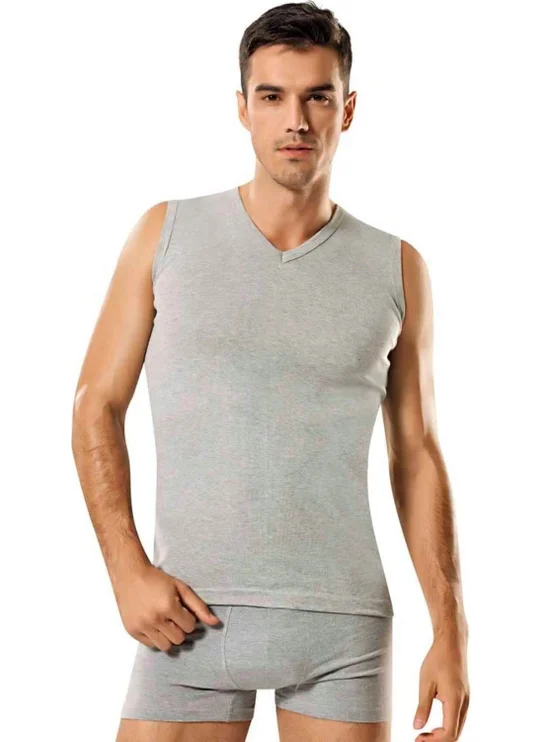 Gümüş Silver 4011 V Neck Zero Sleeve Men's Undershirt