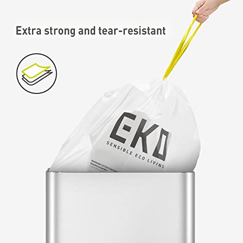 EKO 21 Gallon / 50-90 Liter, 60 Count Drawstring Trash Bags, Extra-Strong Unscented Garbage Bags, Easy-Dispense Roll for Kitchen & Household Use, Code G, White - Image 4