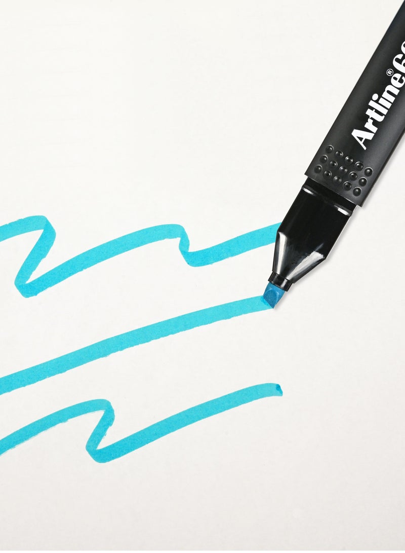 Artline 12 Pieces 660 Highlighter, Text Marker, 1-4mm -  Fluorescent Colour:Blue - ARFL660BL - Image 2