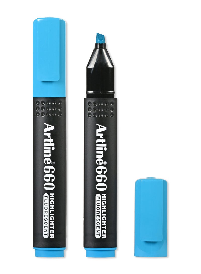 Artline 12 Pieces 660 Highlighter, Text Marker, 1-4mm -  Fluorescent Colour:Blue - ARFL660BL - Image 3