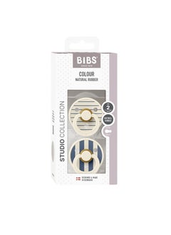 Baby Bibs 2 Pack Colour Pin Latex S2 - Ivory Steel Blue  - Image 5