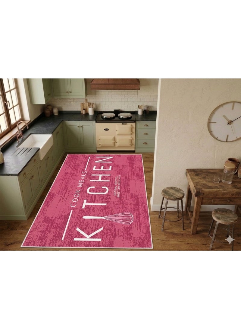 3D Modern Kitchen Rug - Berry Pink Texture - 120x180 cm - Anti-Slip Backing - Machine Washable - Image 2