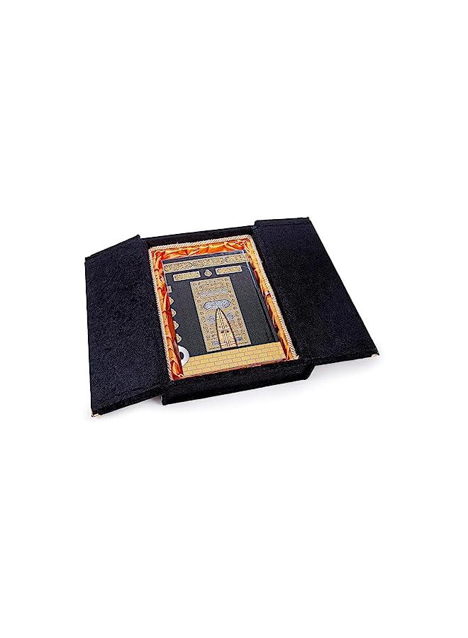 The Bros The Holy Qur'an, Portable Footed Magnificent Kaaba Door Velvet Covered Quran Set, Holy Muslim Book Arabic Quran, Perfect Islamic Ramadan Eid Gifts, Medium, Black  - Image 2
