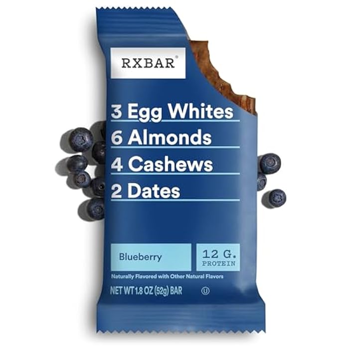 RXBAR بار بروتين RXBAR، وجبة خفيفة بروتين، بار خفيف، توت أزرق، علبة 22 أونصة (12 قطعة) - Image 4