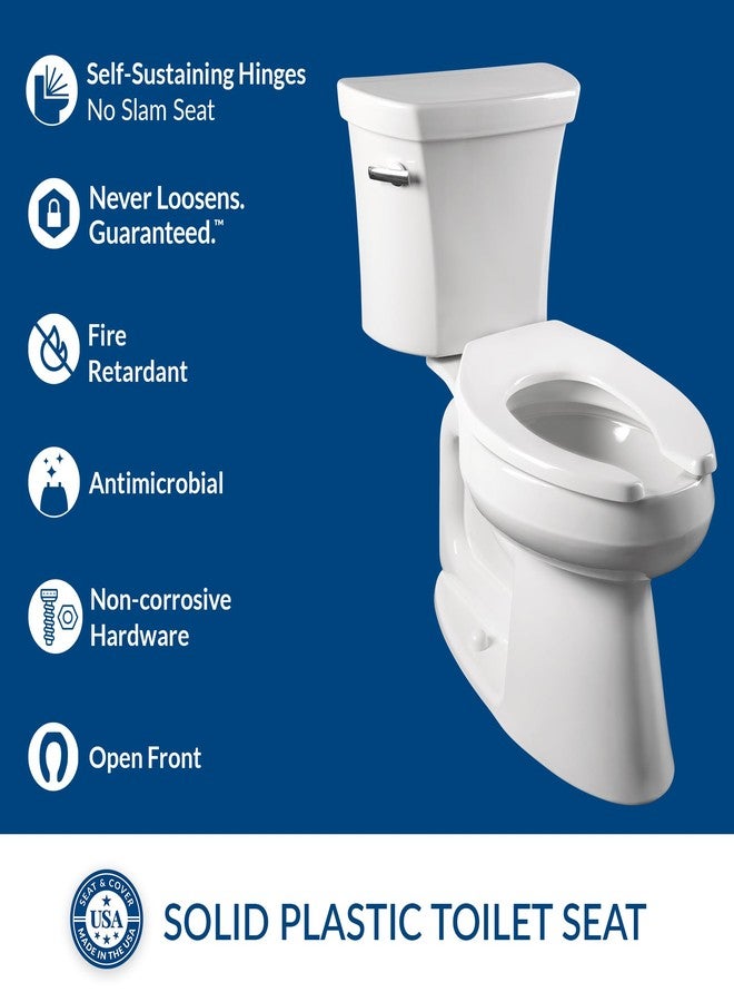 BEMIS 1955SSTFR Commercial Heavy Duty Fire Retardant Open Front Toilet Seat without Cover, Industrial No Slam Seat, Made in USA, Elongated, White - Image 3