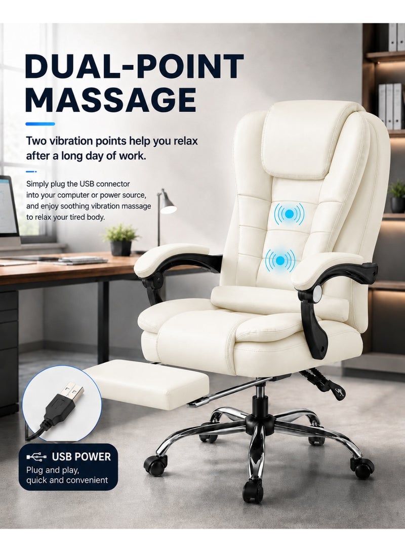 rayze Premium Ergonomic Office Chair & Computer Chair with PU Leather, Multi-Angle Reclining Backrest, Adjustable Height, and Retractable Foot Pedals for Ultimate Comfort and Durability - Image 4