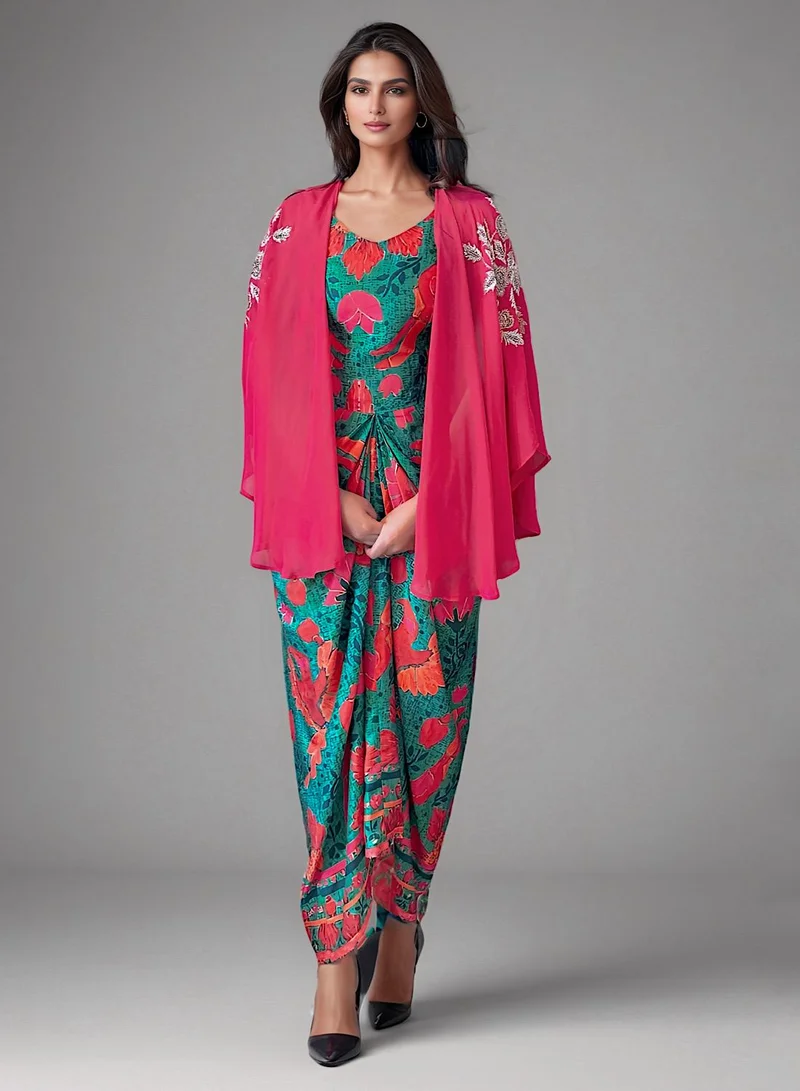ECSTACY Multiprinted Pleat Dress