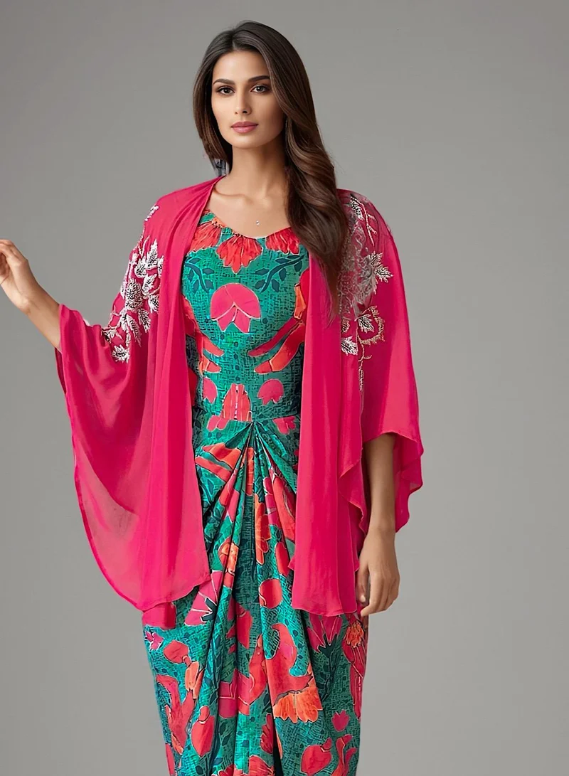 ECSTACY Multiprinted Pleat Dress