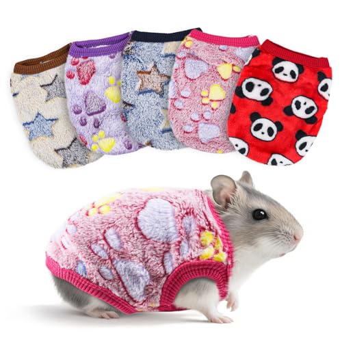 HDFCLUP XS Small Animal Clothes 5 Pieces Bunny Guinea Pig Outfits Warm Vest Soft TShirt Costume for Rabbits Ferrets Chihuahua Puppies Mini Dogs and Other Tiny Pets - Image 1