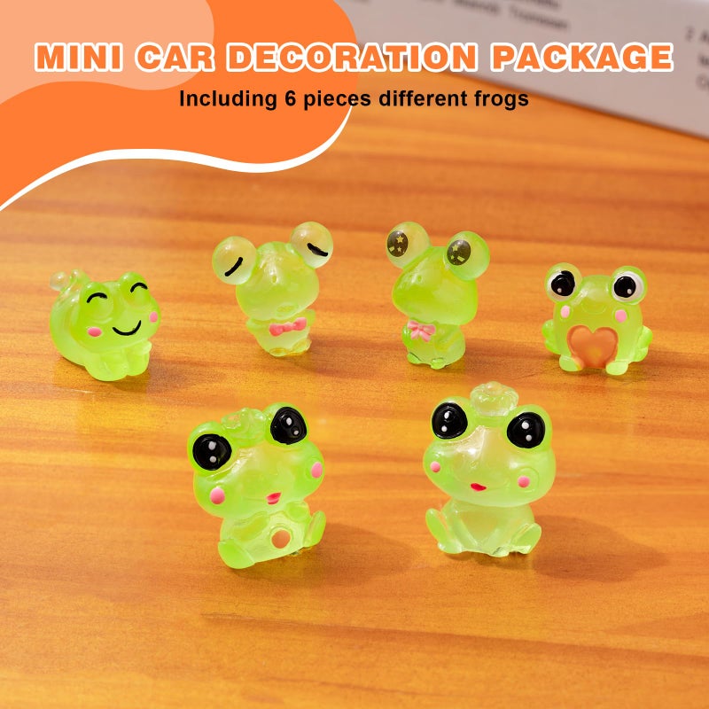 Rislobx Luminous Frog Car Dashboard Decor, 6PCS Fun Frog Car Dash Decorations Rear View Mirror Ornament Interior Accessories - Image 5
