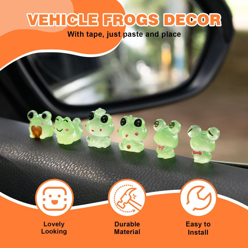 Rislobx Luminous Frog Car Dashboard Decor, 6PCS Fun Frog Car Dash Decorations Rear View Mirror Ornament Interior Accessories - Image 4