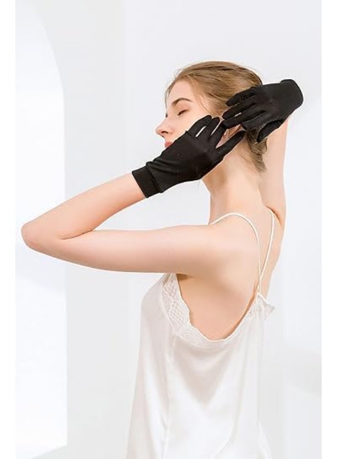 ChicAbode 100% Mulberry Silk Knit Breathable Five-finger Gloves Womens Mulberry Silk Glove For Sleep, Summer Sun Protection Silk Short, Glove Breathable Satin Glove Liners for Women - Image 4