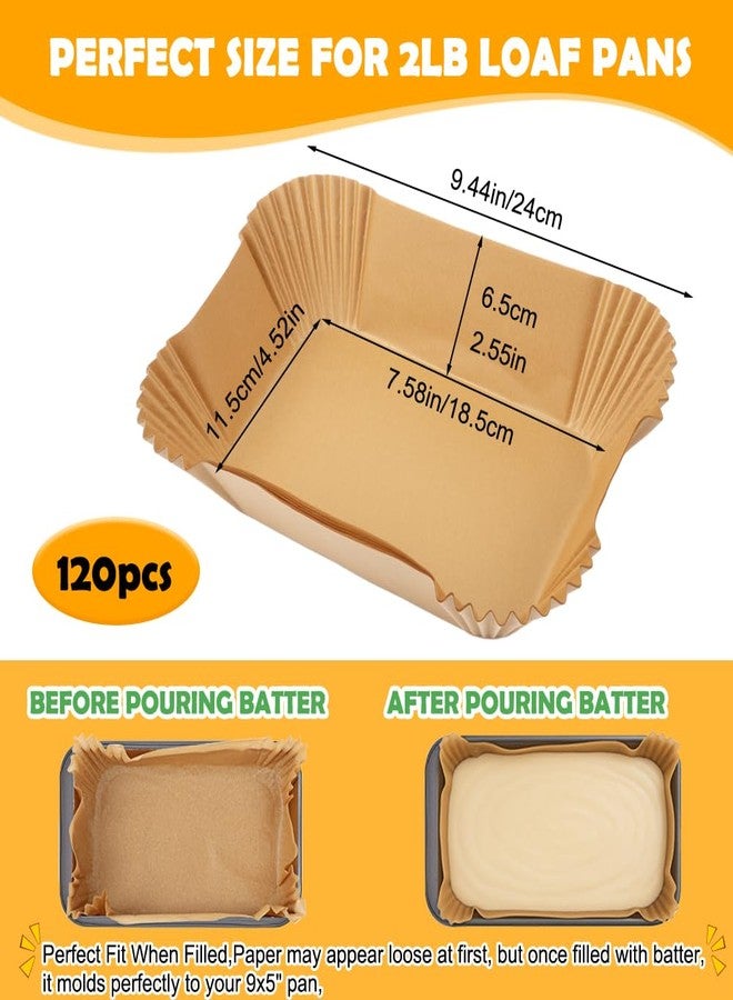 YQL 120PCS Loaf Pan Liners, Non-Stick Disposable Bread Parchment Paper Liners 9x5 for Baking Bread, Pre-formed Rectangle Paper for Bread and Cakes, Air Fryer Liner for Loaf Pan - Image 2