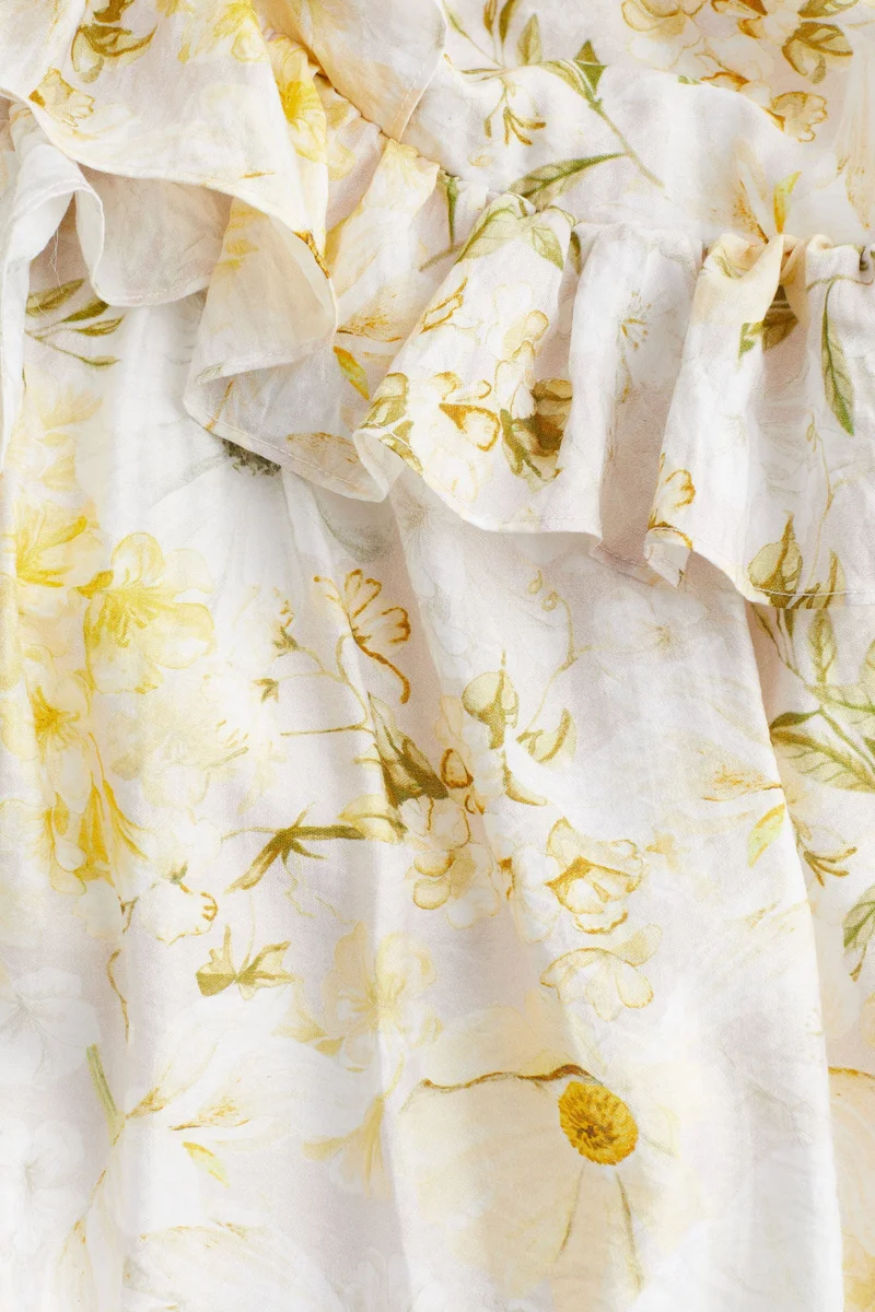 اتش اند ام فستان ميدي بحواف مكشكشه