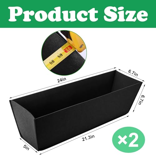 Adnee 2 Pcs 24 Inch Fabric Plant Window Box LinersRectangular NonWoven Planter Basket LinerBlack Felt Flower Hanging Basket for Outdoor Garden Wall Hanging Planter Flower Vegetables - Image 3