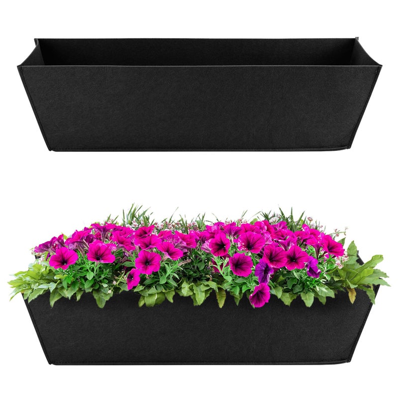 Adnee 2 Pcs 24 Inch Fabric Plant Window Box LinersRectangular NonWoven Planter Basket LinerBlack Felt Flower Hanging Basket for Outdoor Garden Wall Hanging Planter Flower Vegetables - Image 2