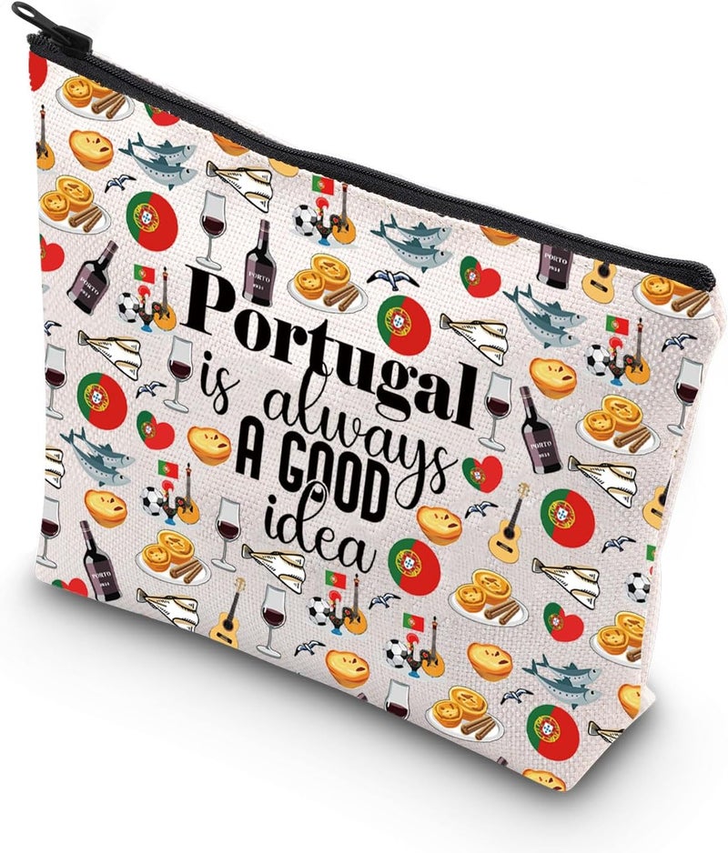 WCGXKO WCGXKO Portugal Trip Vacation Gift Portugal Is Always A Good Idea Makeup Bag Portugal Heritage Cosmetic Bag Portugal Pride Souvenir Gift (Portugal)