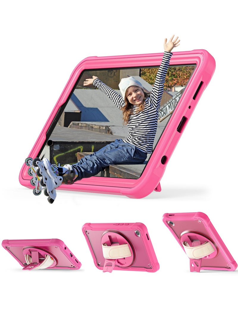 عام غطاء للأطفال لجهاز Galaxy Tab A9 2023 (SM-X110/X115)، [الجسم بالكامل] [مقاوم للصدمات] غطاء واقي ذو ظهر شفاف غير لامع مع حامل دوار 360 درجة وحزام يد/كتف. - Image 2