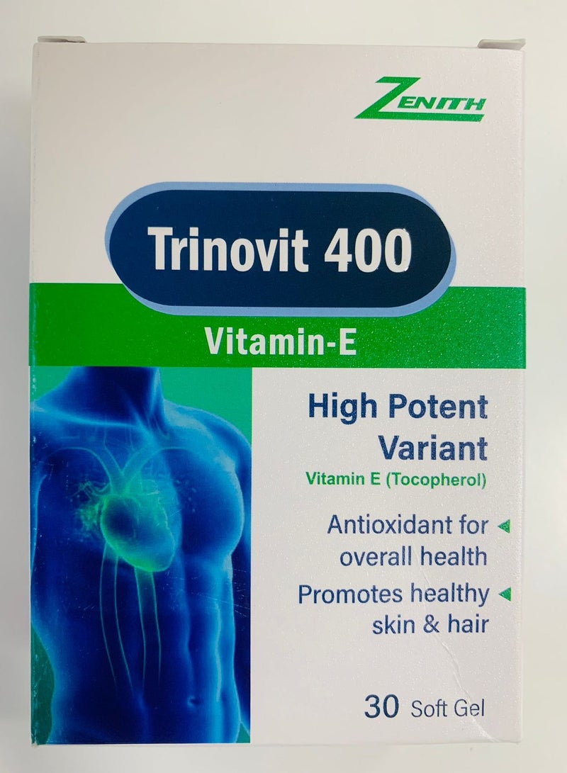Zenith Trinovit 400 High Potent Vitamin E 400 Softgels 30's pack - Image 1