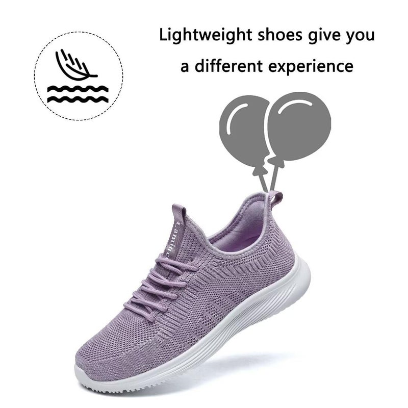 Lamincoa Womens Slip On Walking Shoes Non Slip Casual Road Running Lightweight Mesh Fashion Sneakers for Gym Travel Workout Purple - Image 4