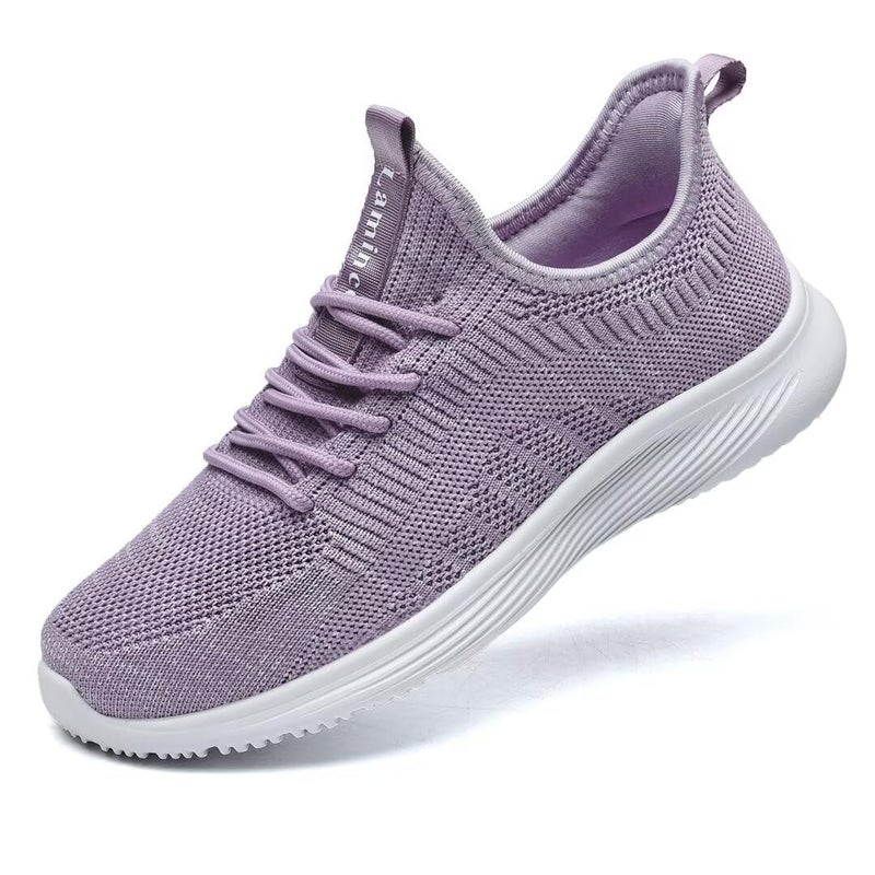 Lamincoa Womens Slip On Walking Shoes Non Slip Casual Road Running Lightweight Mesh Fashion Sneakers for Gym Travel Workout Purple - Image 1