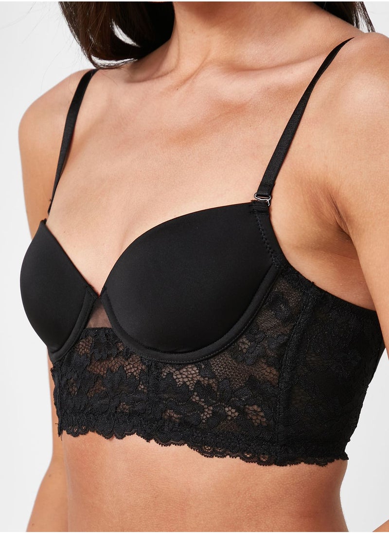 ELLA - Lace Hem Push Up Bra - Image 1