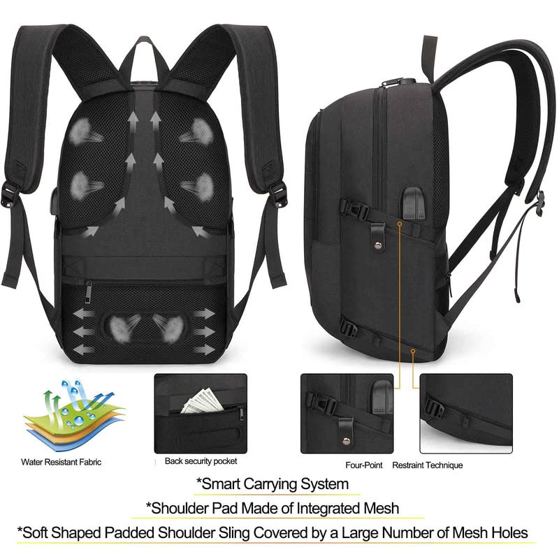 Tzowla Travel Laptop Backpack Water Resistant Anti-Theft Bag With Usb Charging Port And Lock 15.6 Inch Computer Business Backpacks For Women Men Work College Gift Casual Daypack - Image 5