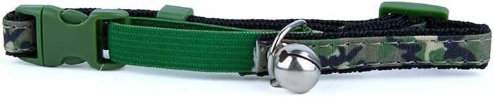 Daiso Cat Collar with Bell – Green Camouflage Pattern Adjustable Soft Nylon Pet Collar for Cats & Small Pets - Image 3