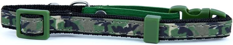 Daiso Cat Collar with Bell – Green Camouflage Pattern Adjustable Soft Nylon Pet Collar for Cats & Small Pets - Image 4