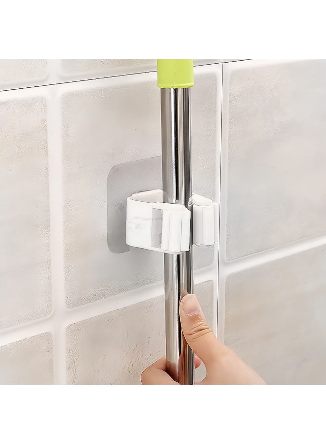 6 Pack Broom & Mop Holder Mount – Improved Super Anti-Slip Grippers, Self-Adhesive No Drilling Design, Fit for Kitchen, Bathroom, Closet, Garden, Garage (White) - Image 5