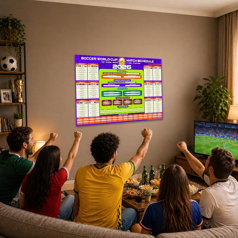 ARS Fine of Poster  Official Football World Cup 2026 Wall Chart Schedule – A1 Poster (84 x 59 cm) – 48 Team Fixtures, Dates, Stadiums & UK Time (BST) – 250gsm Uncoated Paper. (DESIGN A) - Image 3