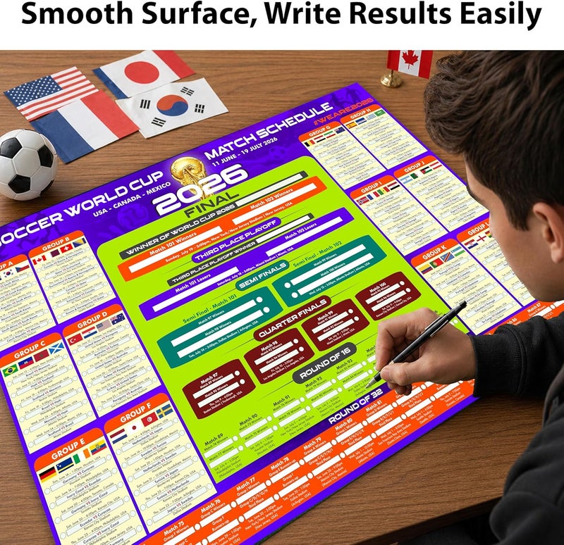 ARS Fine of Poster  Official Football World Cup 2026 Wall Chart Schedule – A1 Poster (84 x 59 cm) – 48 Team Fixtures, Dates, Stadiums & UK Time (BST) – 250gsm Uncoated Paper. (DESIGN A) - Image 2
