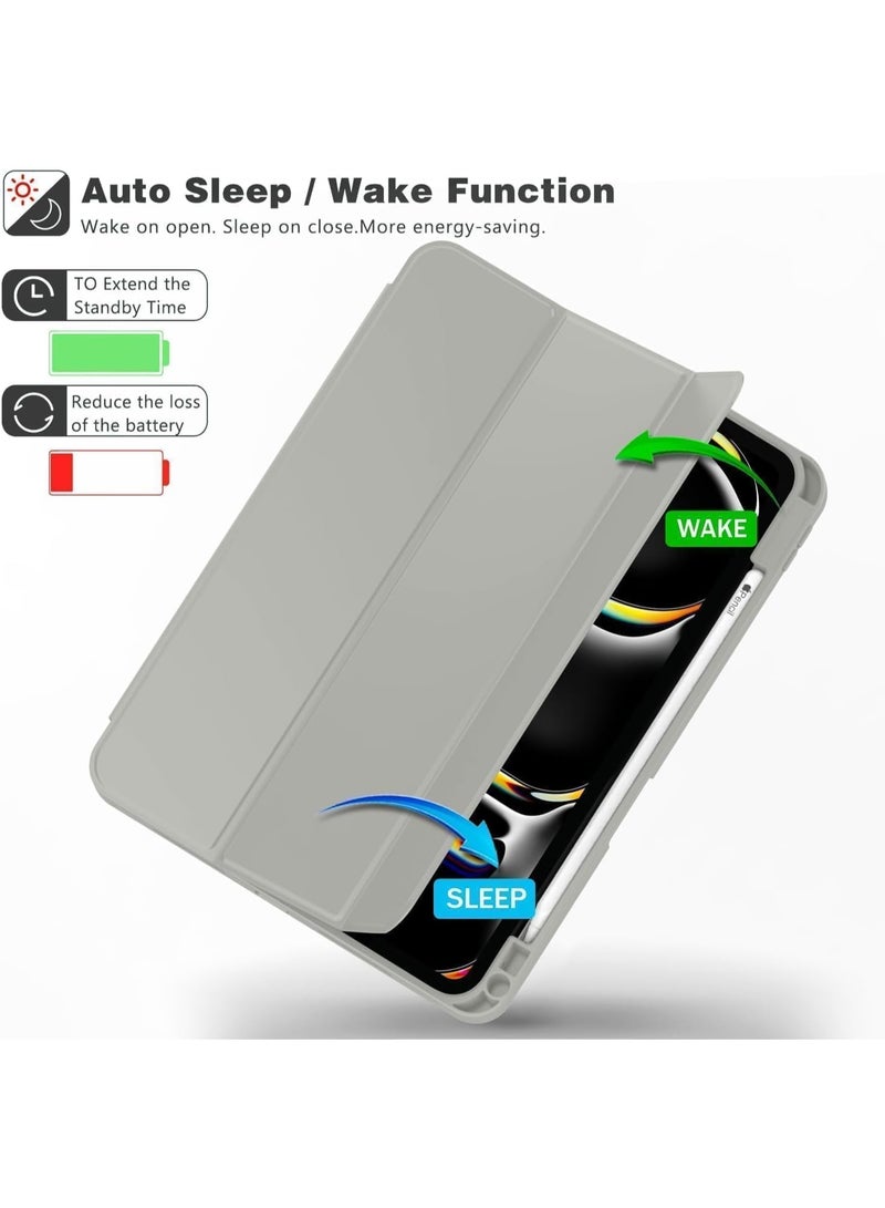 TIGER Modern iPad Air 11 Inch 2024 Case – Slim Magnetic Protective Cover with Pencil Slot, USB-C Pencil Charging Support, Auto Wake/Sleep Feature, Touch ID Access, Foldable Trifold Stand for Desk or Travel (Smoky Gray) - Image 2