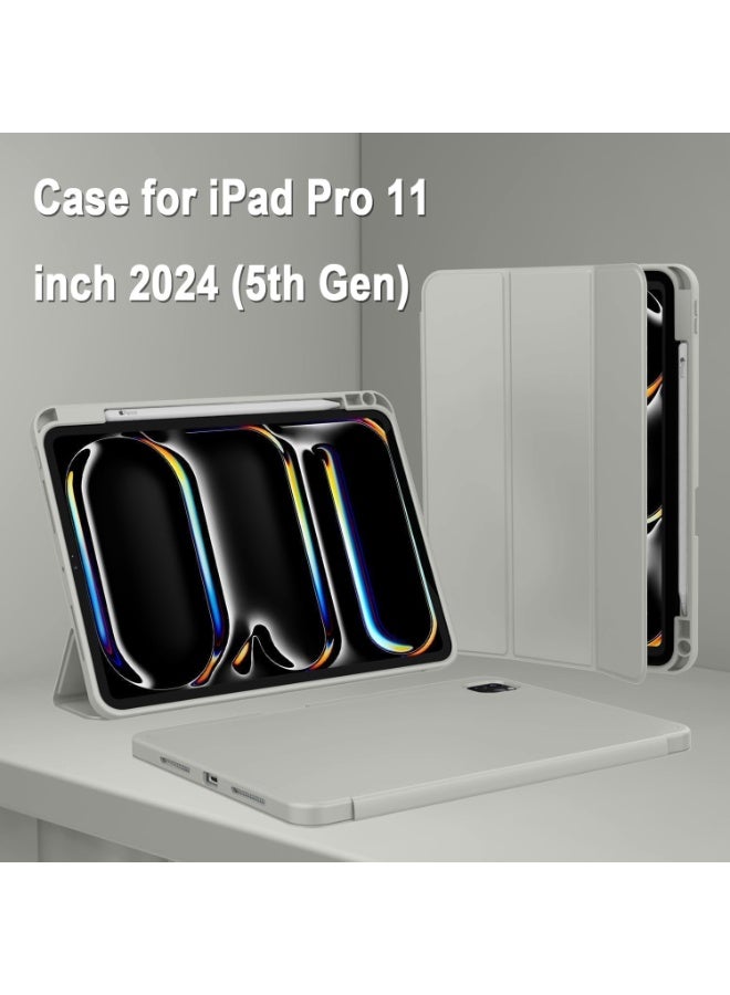 TIGER Modern iPad Air 11 Inch 2024 Case – Slim Magnetic Protective Cover with Pencil Slot, USB-C Pencil Charging Support, Auto Wake/Sleep Feature, Touch ID Access, Foldable Trifold Stand for Desk or Travel (Smoky Gray) - Image 3