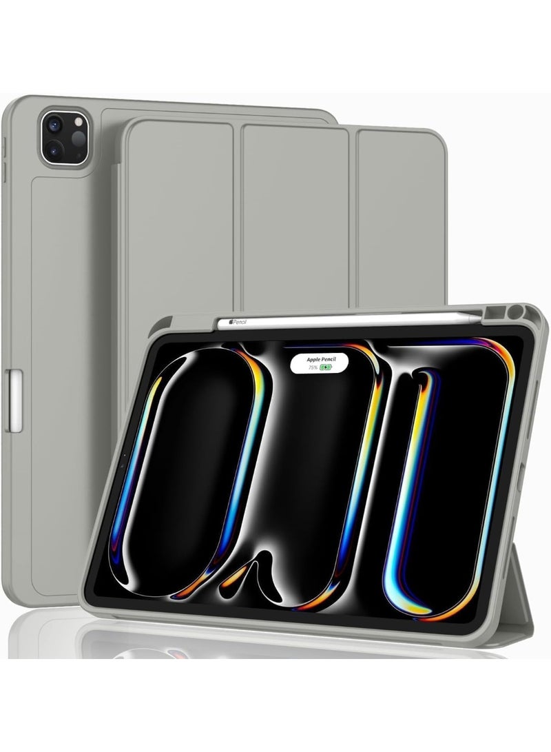 TIGER Modern iPad Air 11 Inch 2024 Case – Slim Magnetic Protective Cover with Pencil Slot, USB-C Pencil Charging Support, Auto Wake/Sleep Feature, Touch ID Access, Foldable Trifold Stand for Desk or Travel (Smoky Gray) - Image 1