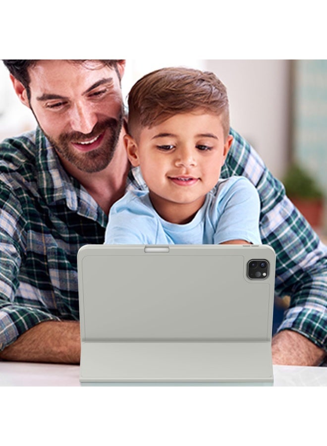 TIGER Modern iPad Air 11 Inch 2024 Case – Slim Magnetic Protective Cover with Pencil Slot, USB-C Pencil Charging Support, Auto Wake/Sleep Feature, Touch ID Access, Foldable Trifold Stand for Desk or Travel (Smoky Gray) - Image 4