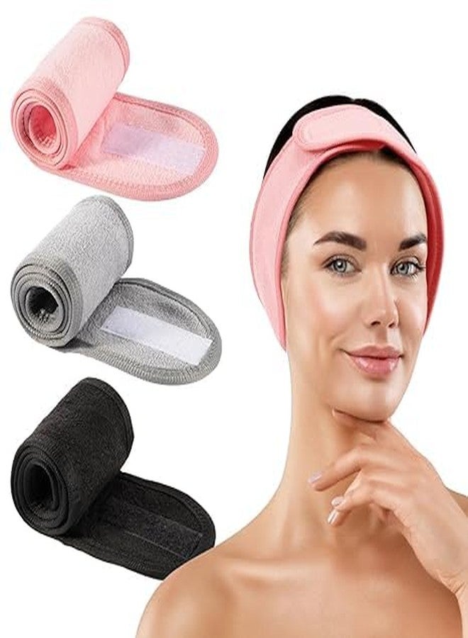 AKADO Adjustable Shower Head Wrap Makeup Hair Band Non-slip Stretchable Washable Facial Spa Head Band for Face Washing (Multicolor) (Pack Of 3) - Image 1