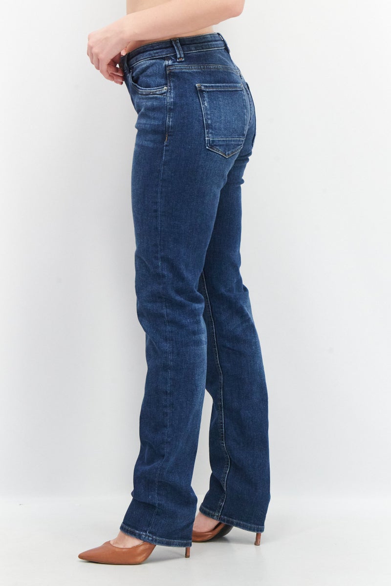 ESPRIT Women Straight Fit Washed Stretchable Denim Jeans, Blue - Image 3