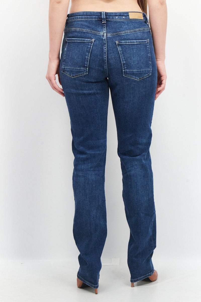 ESPRIT Women Straight Fit Washed Stretchable Denim Jeans, Blue - Image 4